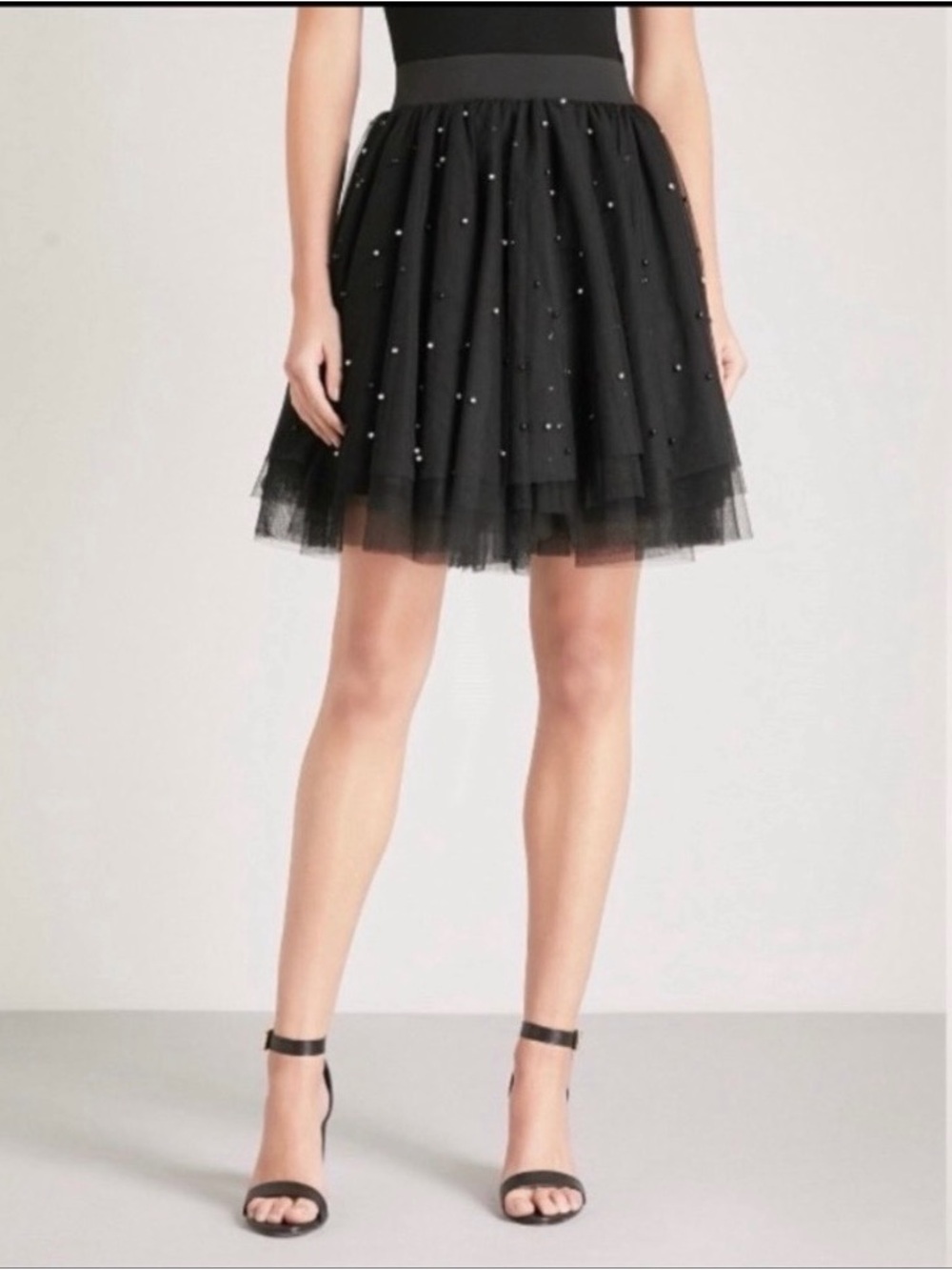 Maje Jodia Two-Tone Black Beaded Tulle Party Skirt Designer Balletcore Sz S